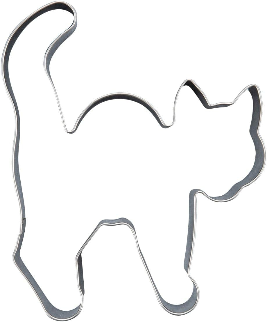 Zenker Emporte-pièce en forme de chat et de bosse – Parfait en acier inoxydable pour Halloween – Passe au lave-vaisselle – Idéal pour la pâtisserie d'Halloween, Argent
