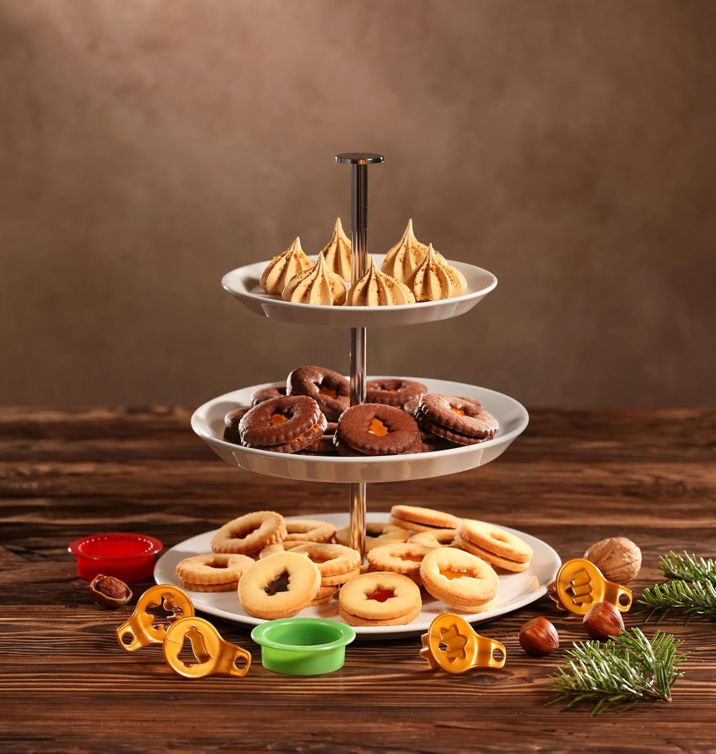 Tescoma 630912 boîtes à biscuits de Noël pour biscuits Linzer Delicia, 8 pièces, vert/jaune/rouge