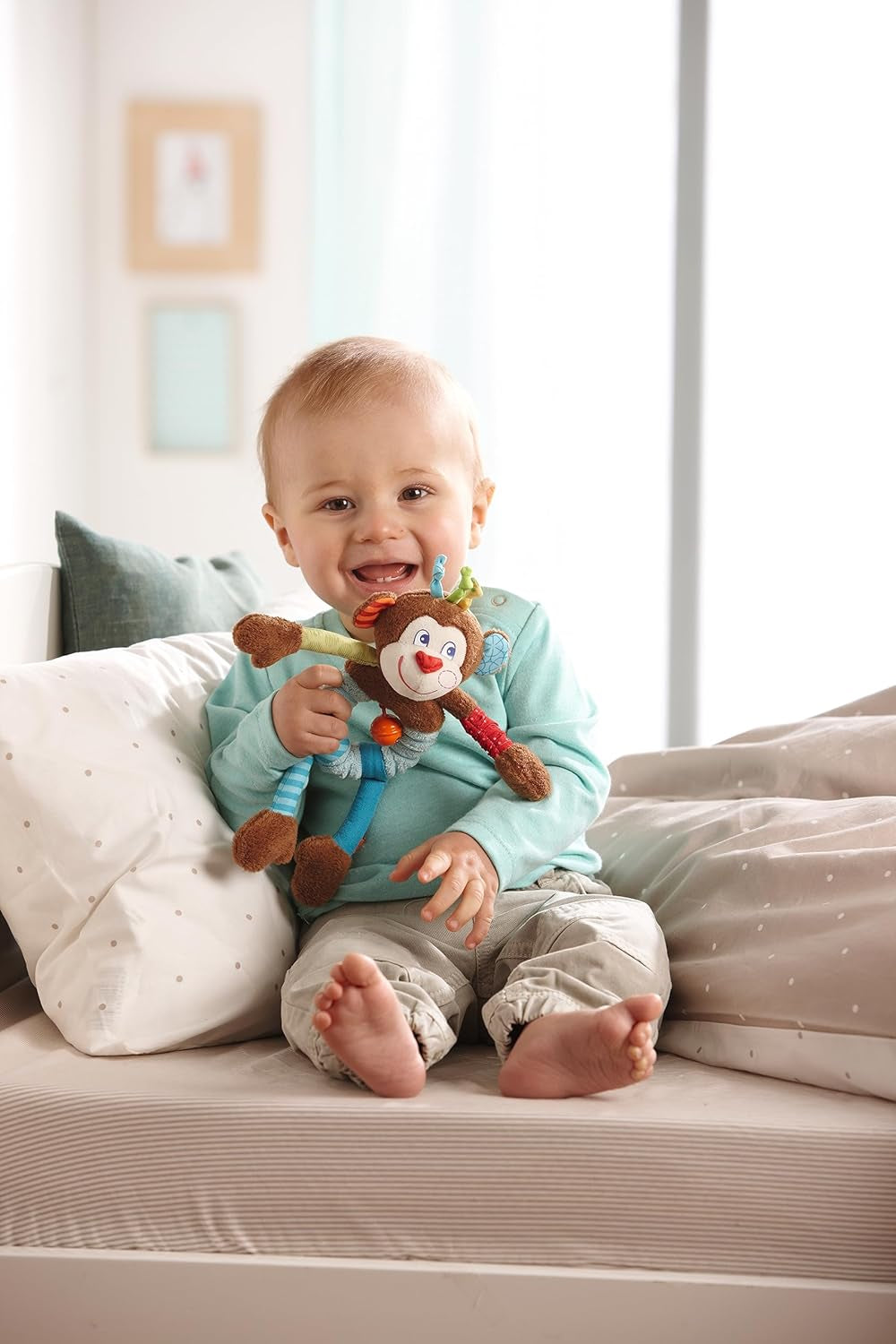 HABA 302999 - Lino le singe, peluche avec plein d'effets pour jouer et découvrir, jouet pour enfant à partir de 6 mois Jouets Bebe Naty Shop