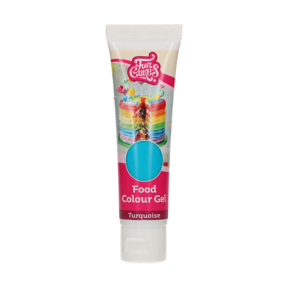 Colorant alimentaire Funcakes Gel Turquoise : Colorant alimentaire très concentré pour pâte, crème, fondant et pâte d'amande. Dosage facile. Une seule goutte pour créer des couleurs vibrantes. Halal. 30g.