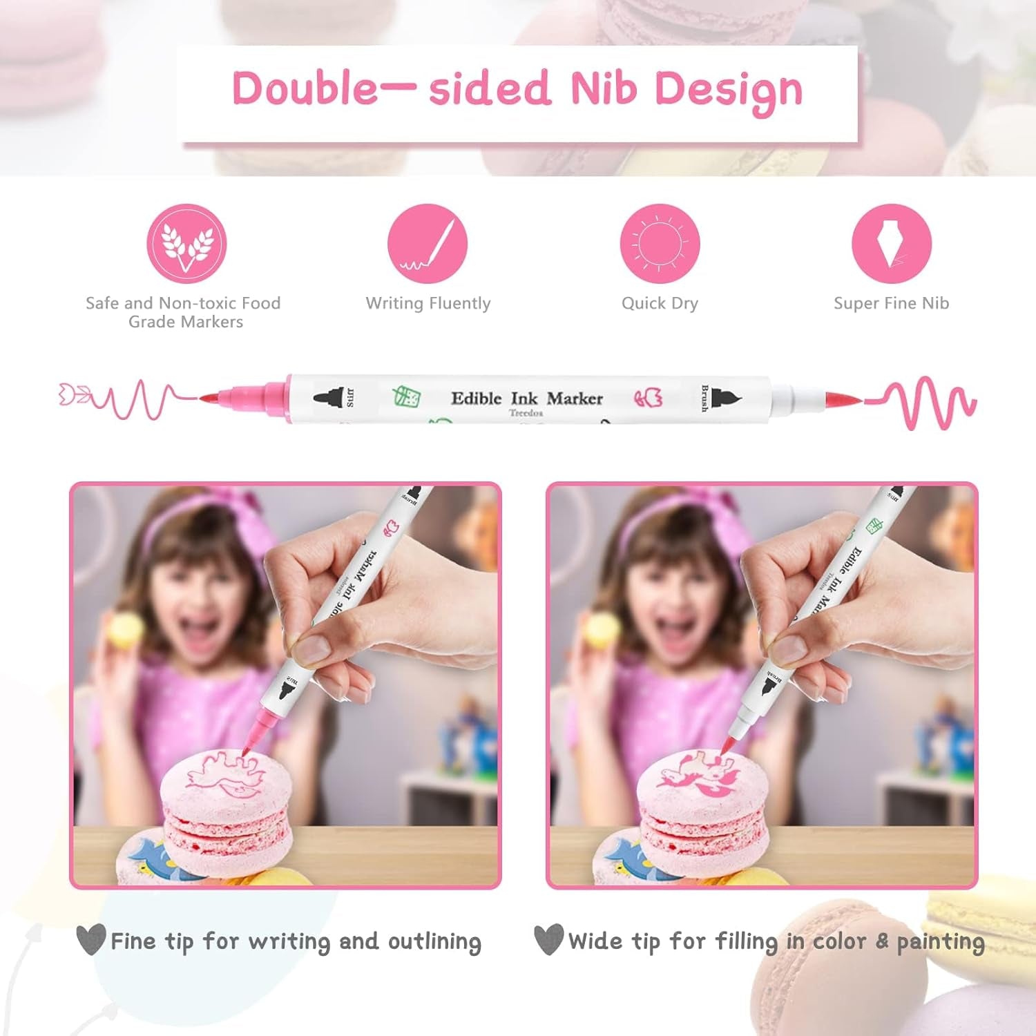 Stylos colorants alimentaires pour la pâtisserie, stylos colorants alimentaires pour œufs de Pâques, stylos colorants fondants, 12 marqueurs à pointe fine, aliments, écrivain pour biscuits, gâteaux, fondants, desserts, stylo d'écriture comestible