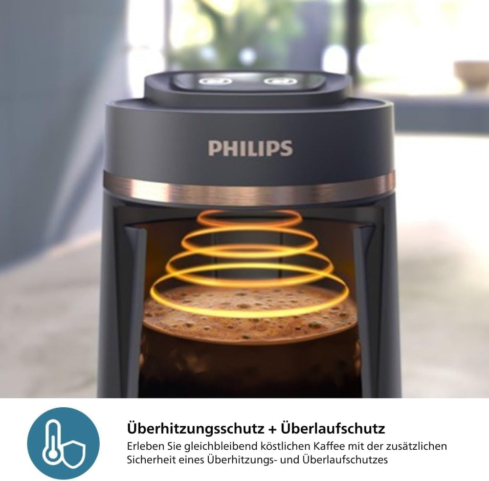 PHILIPS Cafetière turque série 5000 – Fonction d'infusion lente, capacité de 4 tasses, protection contre la surchauffe et les déversements, indicateur de fonctionnement, boutons faciles à utiliser, arrêt automatique (HDA150/60)