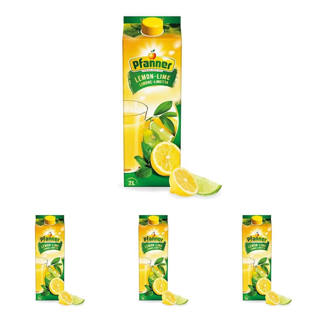Pfanner 100% suc de mere tulbure natural (1 x 2 litri) - Mere presate direct - Suc de fructe fără adaos de zahăr Bauturi fara alcool Naty Shop 4 x 2 litri Lămâie și lime