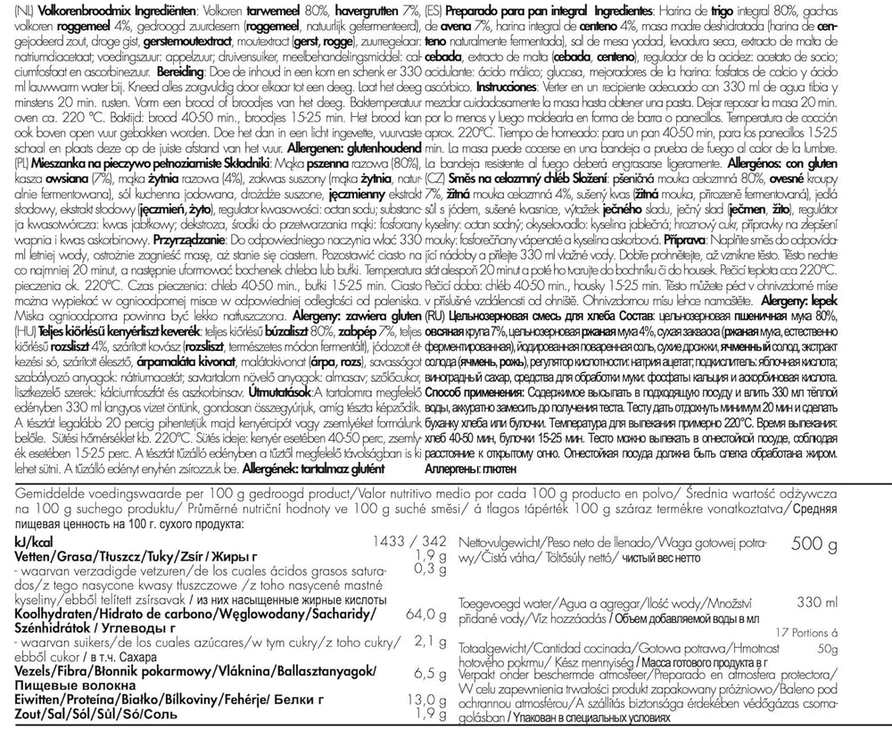 TREK'N EAT Vollkornbrotmischung Mélange pour la pâtisserie et la cuisine Naty Shop