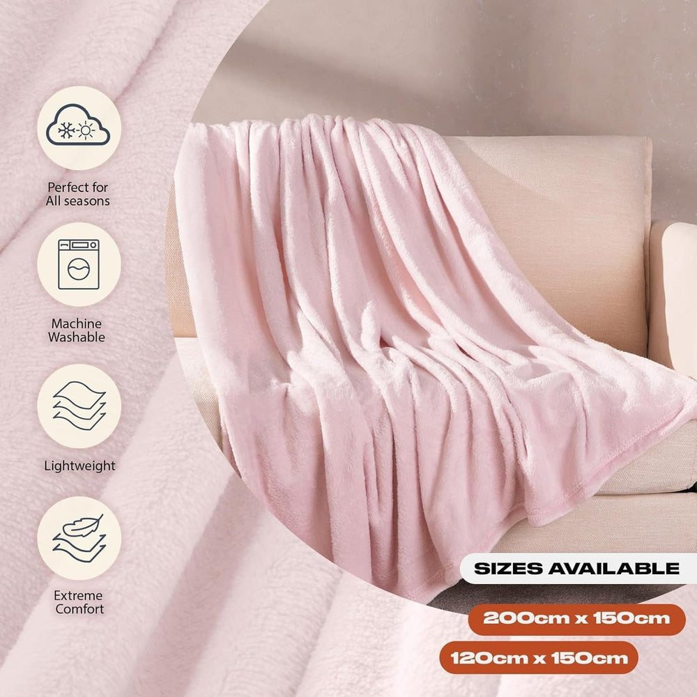 Couverture polaire en flanelle Brentford's, extra douce, grande, moelleuse, chaude, couvre-lit pour chambre à coucher, lit simple, canapé, rose blush - 120 x 150 cm Beds and Couvertures Beuche den Brentfords-Store