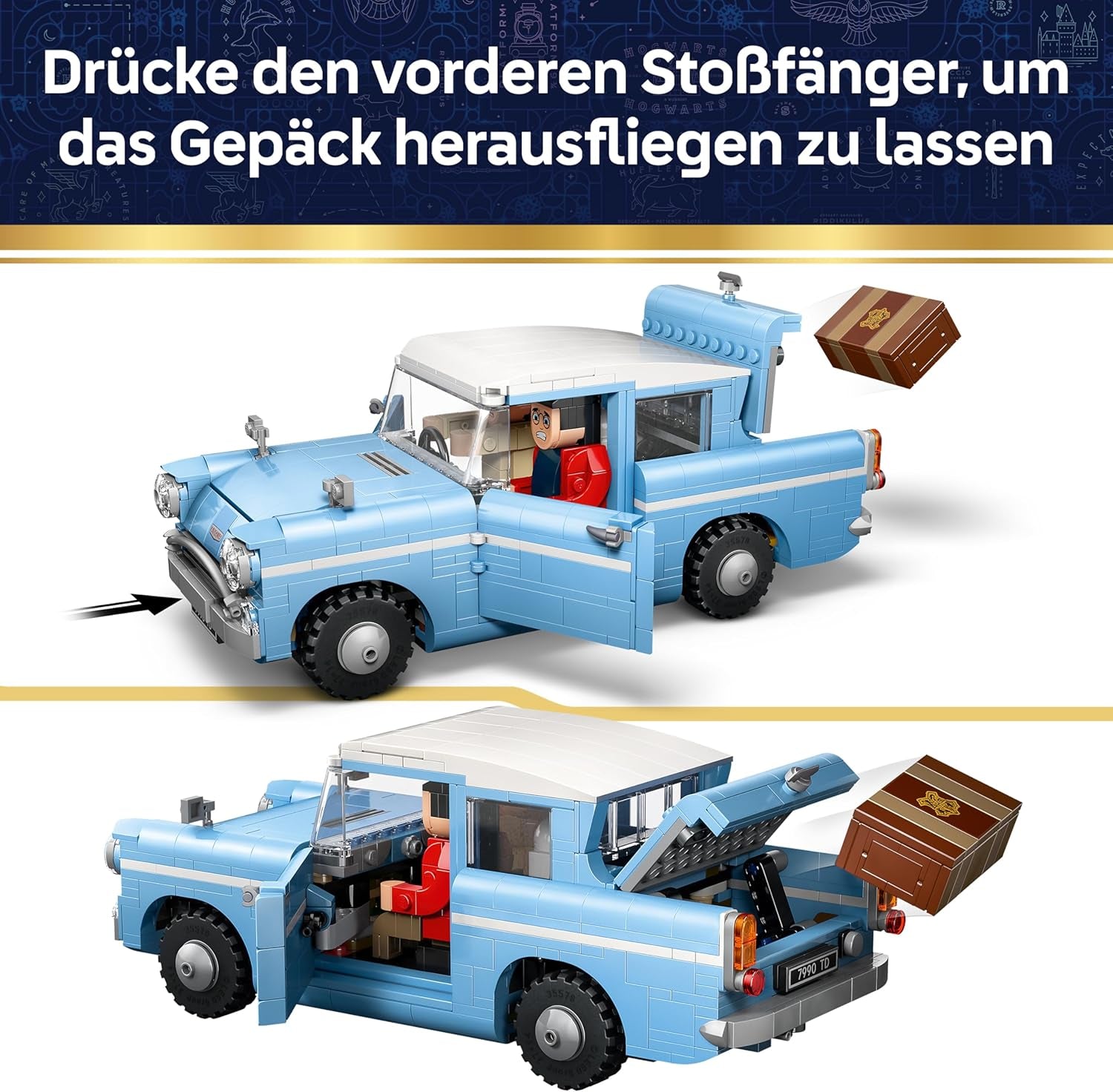 LEGO Harry Potter Fliegender Ford Anglia - Auto Set für mit 3 Figuren zum Spielen und Ausstellen - 3D Modellbau für Männer - Geschenk zum Vatertag - 76470