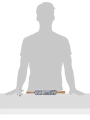 Rouleau à pâtisserie en marbre Küchenprofi avec socle en bois gris-brun, dimensions : 5,9 cm x 5,9 cm x 47,3 cm, 10 0248 10 47