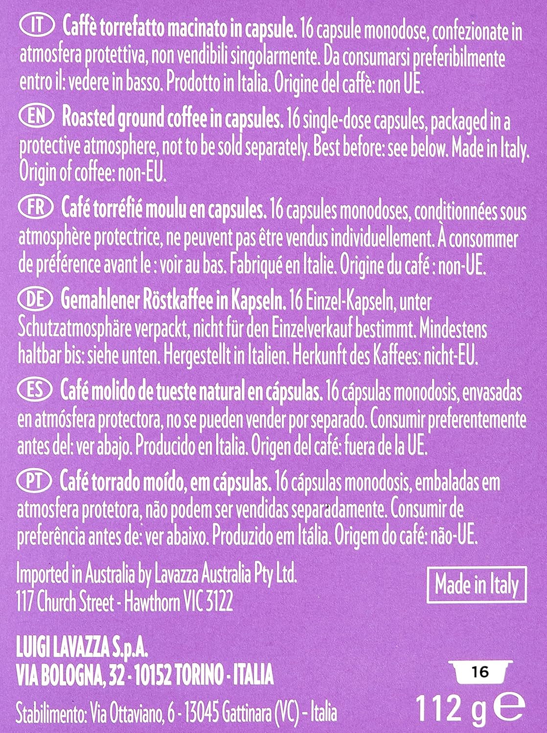 Lavazza A Modo Mio Espresso Soave, 1 x 16 capsules (1 x 112 g)