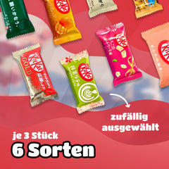 Boîte d'échantillons - 18 Minis KitKat Japon | Boîte d'échantillons de bonbons japonais, idée cadeau de collations japonaises, boîte surprise populaire avec Matcha et d'autres variétés rares.