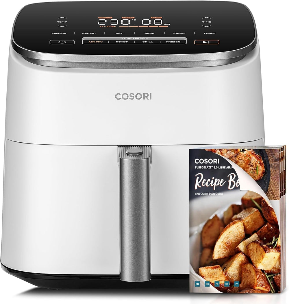 Cosori Turboblaze Friteuse à air chaud Airfryer, 9-en-1, 6 litres, appareils silencieux Naty Shop White Turboblaze