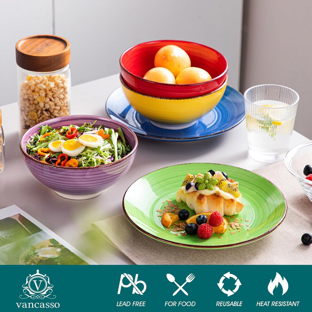 Service de table pour 6 personnes, Vancasso Bonita, service de table 24 pièces en porcelaine, service de table moderne, 6 assiettes plates, 6 assiettes à salade, 6 assiettes creuses et 6 bols