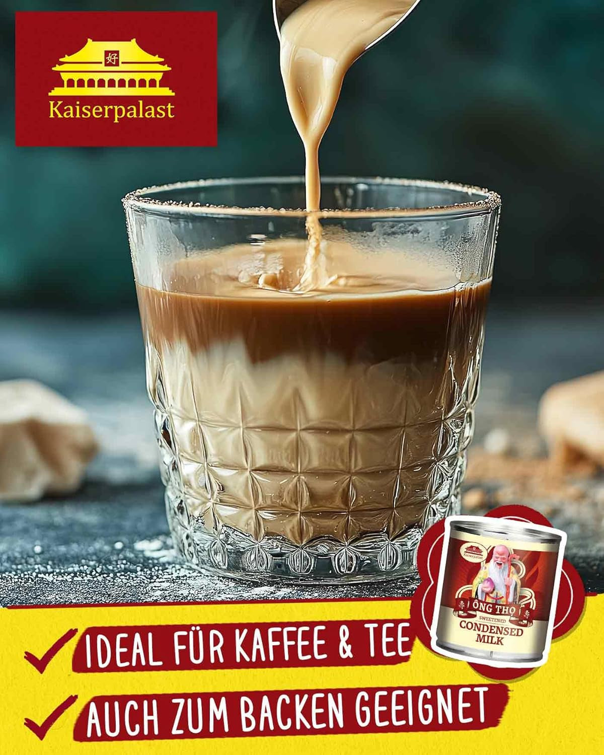 Kaiserpalast Lait concentré 8% Fettanteil, préparé pour les sucres du café et du thé ou pour la cuisine et le dos, 1 x 397 g