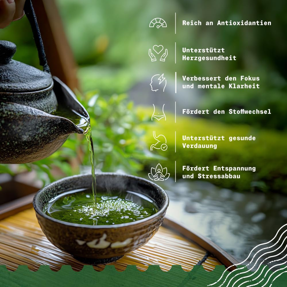 Thé Sencha japonais Naturalebio - 200 g Thé vert bio - Thé vert Sencha 100% pur et naturel - feuilles en vrac de la première récolte - produit biologique cultivé au Japon