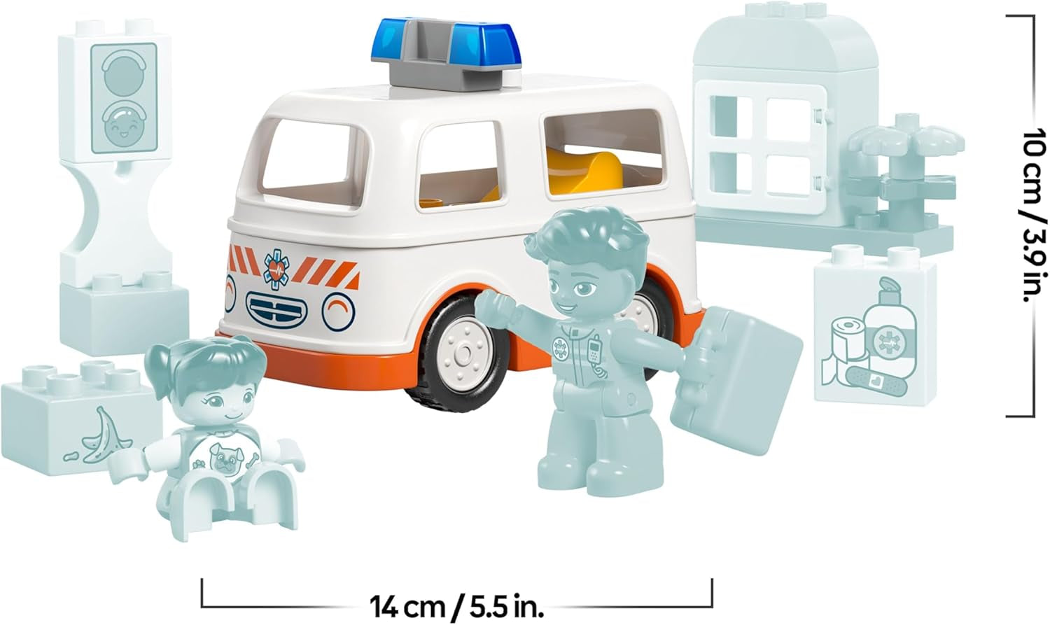 LEGO DUPLO Rettungswagen mit Fahrer - Lernspielzeug für Kleinkinder ab 2 Jahren - Montessori Spielzeug für Rollenspiele - Rettungswagen Spielzeug mit Auto, Haus, 2 Figuren - Geschenk für Kinder 10447