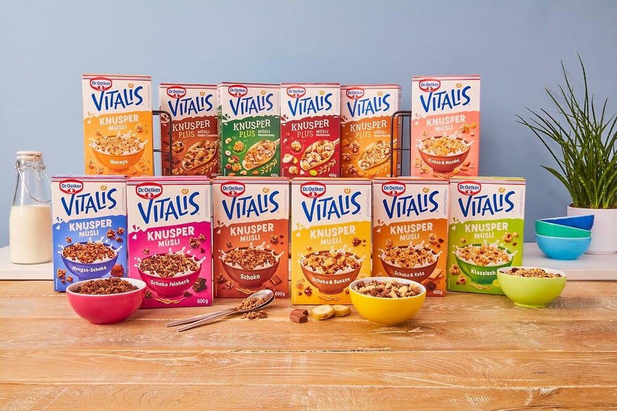 Dr. Oetker Vitalis Crunchy Honeys : Muesli croquant au miel pour le petit-déjeuner et les collations, paquet de 5 (5 x 600 g)