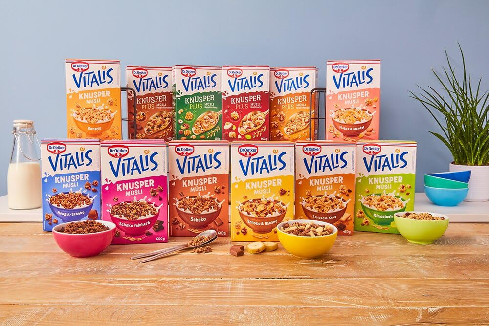 Dr. Oetker Vitalis Crunchy Honeys : Muesli croquant au miel pour le petit-déjeuner et les collations, paquet de 5 (5 x 600 g)