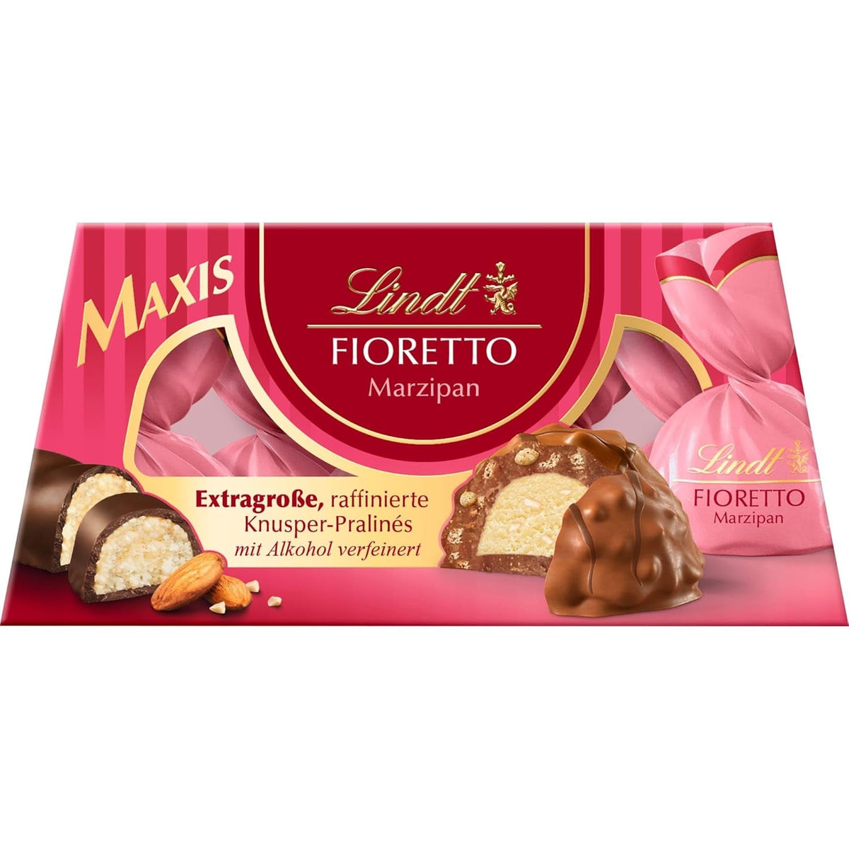 Lindt Chocolate | Set cadou FIORETTO Zabaione | 138g | 6 praline de ciocolată cu lapte cu umplutură de trufe Zabaione și topping crocant, conținând alcool | Cadou de ciocolată