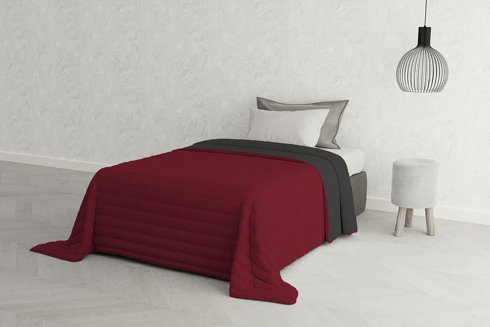 Literie italienne Estivo lit simple, linge, Aqua, 170 X 270 Cm Couettes et couettes Naty Shop Grigio/Bordeaux 170 X 270 Cm