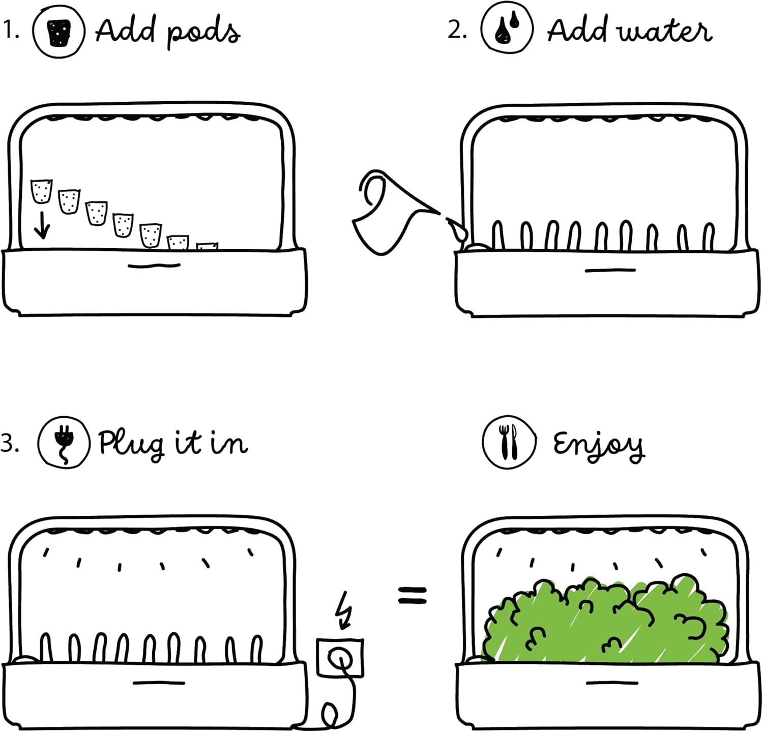 Click and Grow Jardin intérieur, plus facile que le système de culture hydroponique, jardin intelligent LED, jardin d'herbes aromatiques, serre intérieure avec 9 capsules de plantes incluses (blanc)