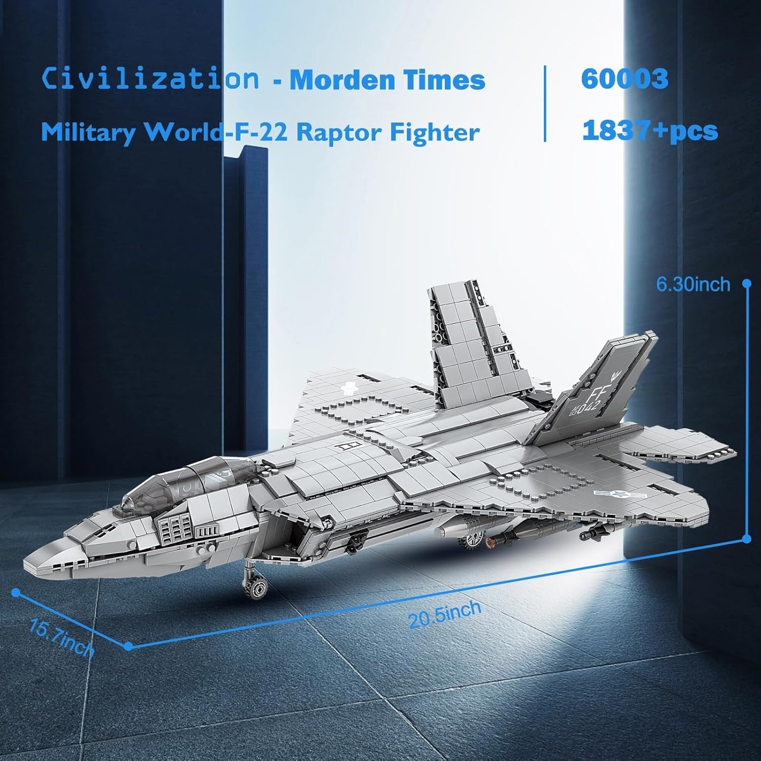 JMBricklayer F-22 Raptor Kampfjet-Bausteinset, Militärflugzeug-Spielzeug-Armee-Bausets, Spielzeuggeschenke für Kinder ab 14 Jahren, Erwachsene und Militärfans 60003