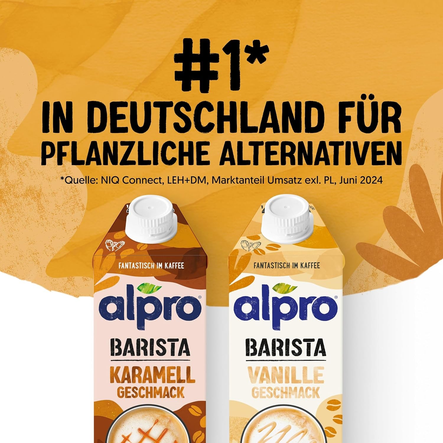 Alpro Barista Vanille – Zum Aufschäumen – Von Natur aus laktosefrei – Riche en substances de ballast, calcium et vitamines – 8 x 750 ml – Haltbar