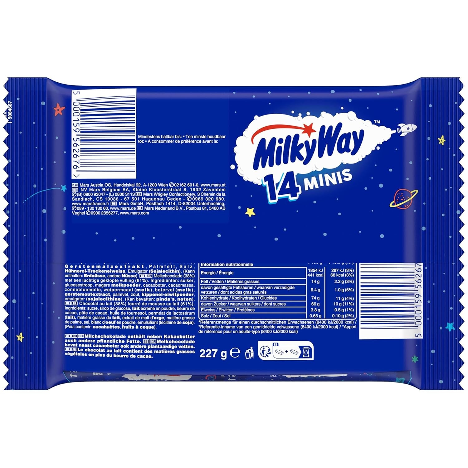 Mini Pack de Chocolat en Vrac, Mini Barres de Chocolat au Nougat Crème Caramel, 227g, Idée Cadeau Chocolat, Grand Pack de Chocolat