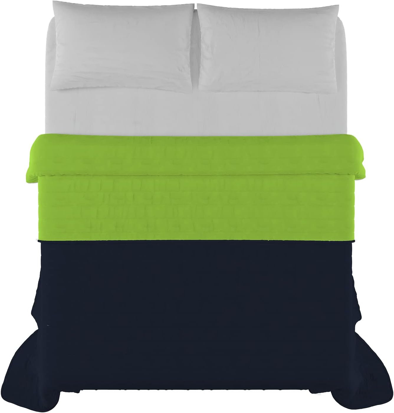 Couette élégante pour lit double 260 X 270 Cm bleu foncé/vert pomme Lits et couettes Besuche den Italian Bed Linen-Store