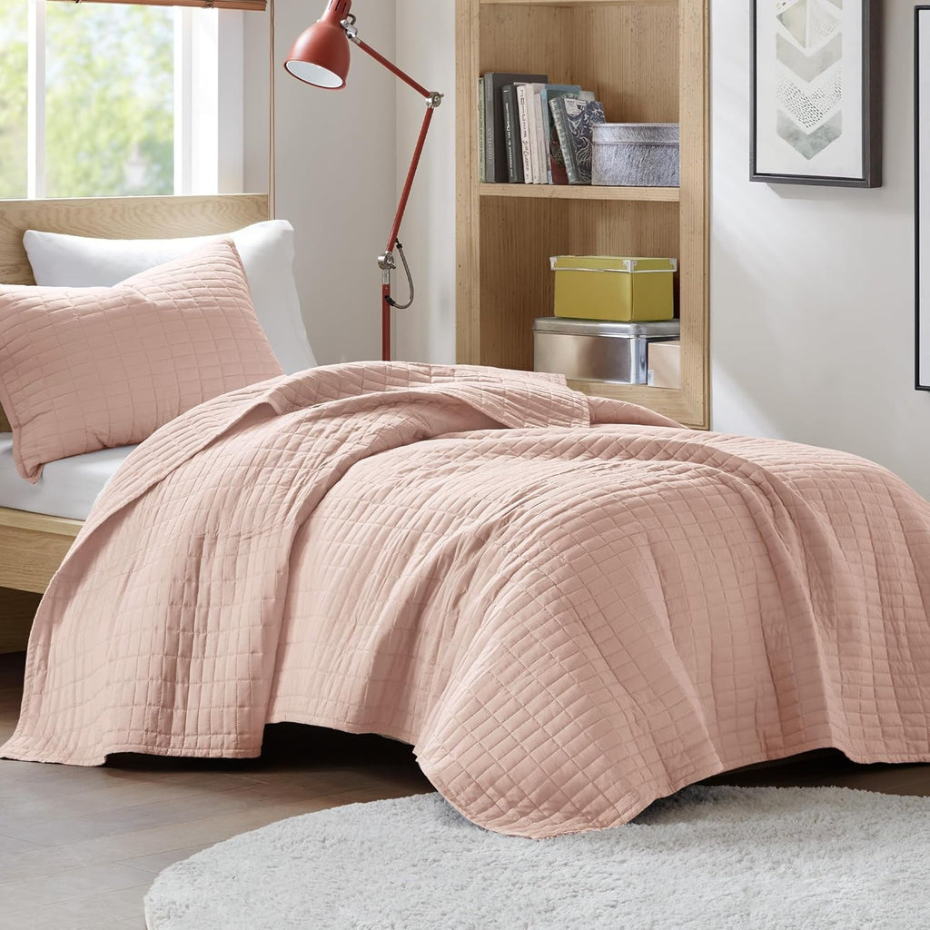 Comfort Spaces Kienna Quilt Set, cusături duble de lux, pătură de vară, ușoară, moale, lenjerie de pat pe tot parcursul anului, față de pernă asortată, albă, pătură pentru paturi King Size (264.2 X 228.6 Cm), Plapumi si pilote Naty Shop Roșu Twin/Twin Xl(66"X90")