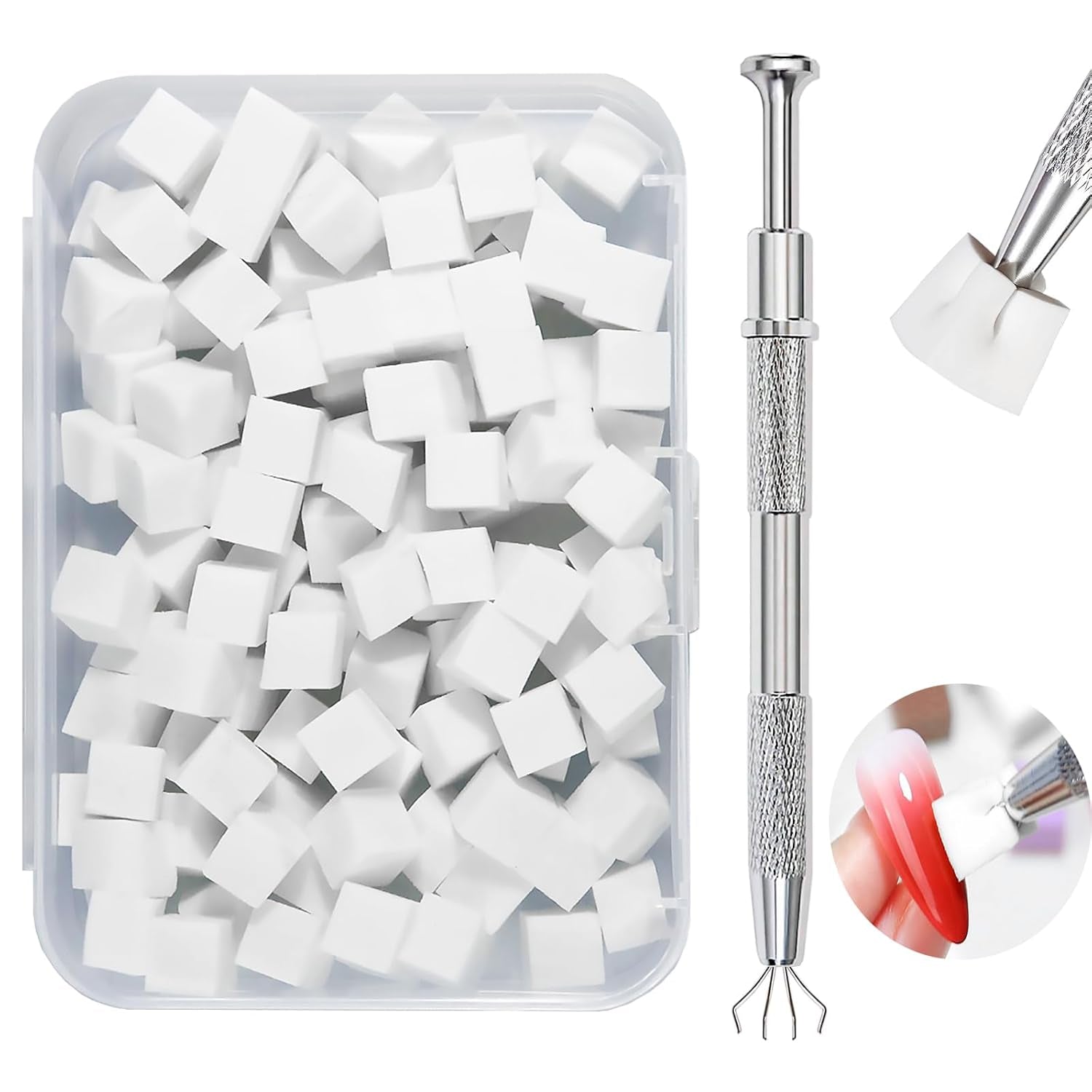 Pinceaux à ongles,100 pièces de pinceaux pour Nail Art avec pinces métalliques,éponge à ongles,pinsel à ongles,accessoires de manucure pour ongles,une variété de modèles d'art d'ongle dégradés à utiliser