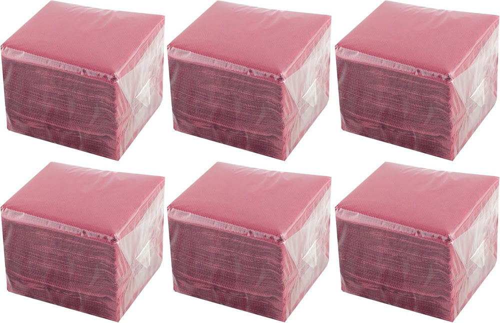 - 600 pièces Serviettes de Table, Bordeaux, papier jetable, Microstitch, 10 X 10 Cm (pliées) et 20 X 20 Cm (dépliées) - Idéales pour les événements traiteur, les bars et les fêtes