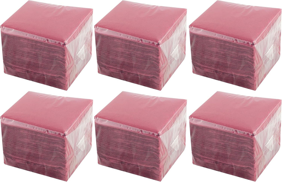 - 600 pièces Serviettes de Table, Bordeaux, papier jetable, Microstitch, 10 X 10 Cm (pliées) et 20 X 20 Cm (dépliées) - Idéales pour les événements traiteur, les bars et les fêtes