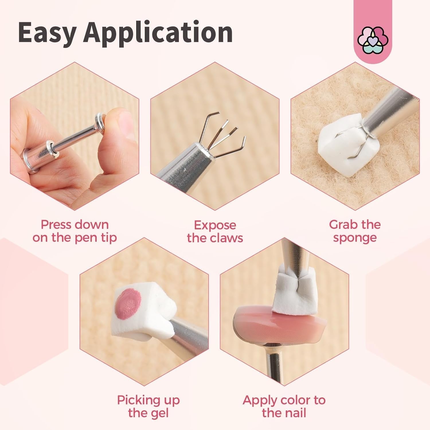 125 Nail Art Schwämme et 4 Krallen Nail Sponge Metallgreifer pour Ombre et Gradient Nageldesign, Nagelkunst-Schwamm Pinsel, Maniküre Zubehör für Nägel, Nail Art Schwämme pour Babyboomer Effet DIY