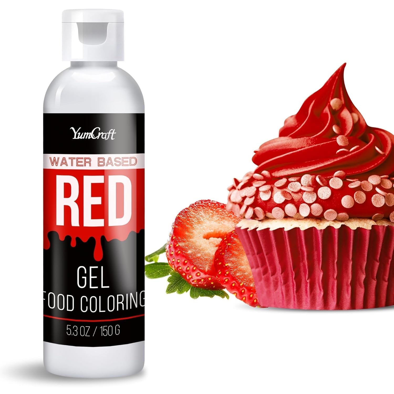 Colorant alimentaire en gel – Colorant alimentaire en gel hautement concentré pour gâteaux, pâtisserie, œufs de Pâques, boissons – Colorant alimentaire sans sucre pour fondant, glaçage, slime, décoration de gâteaux (velours rouge, 150 g)