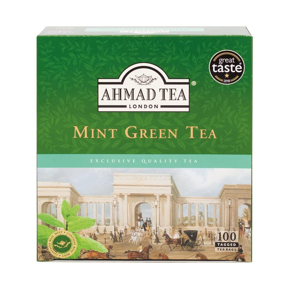Ahmad Tea - Thé vert - Sachets de thé scellés emballés individuellement contenant 2 g de thé par portion - 20 sachets de thé avec ruban adhésif