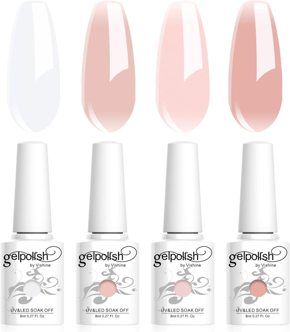 Vernis Gel Rose Transparent - 16 ml Ton de Peau LED Lampe à Ongles Translucide Gel Vernis à Ongles Nail Art Modèle M087