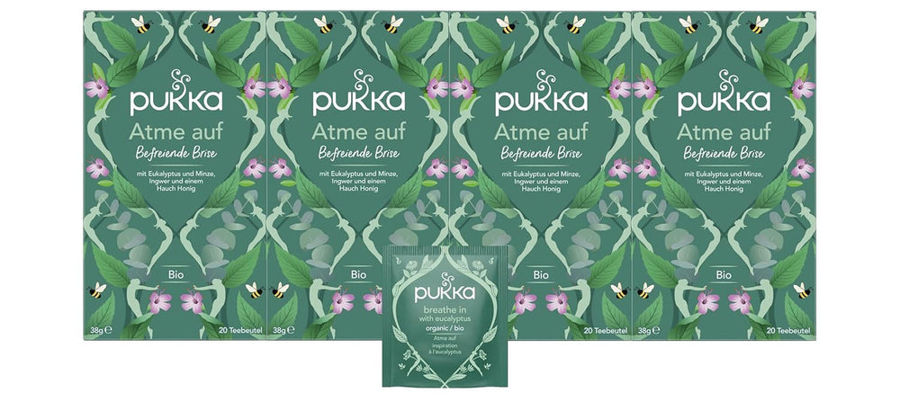 Pukka | Ceai din plante bio „Lemongrass &amp; Ginger” | Lemongrass, ghimbir și lemn dulce | 4 x 20 pliculețe de ceai