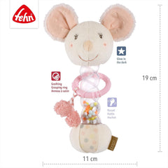 Fehn Rainmaker Mouse - jouet de motricité avec cloche pour saisir et faire des bruits - la clochette stimule les sens et la motricité de manière ludique - pour les bébés et les jeunes enfants à partir de 0 mois Baby Toys Naty Shop
