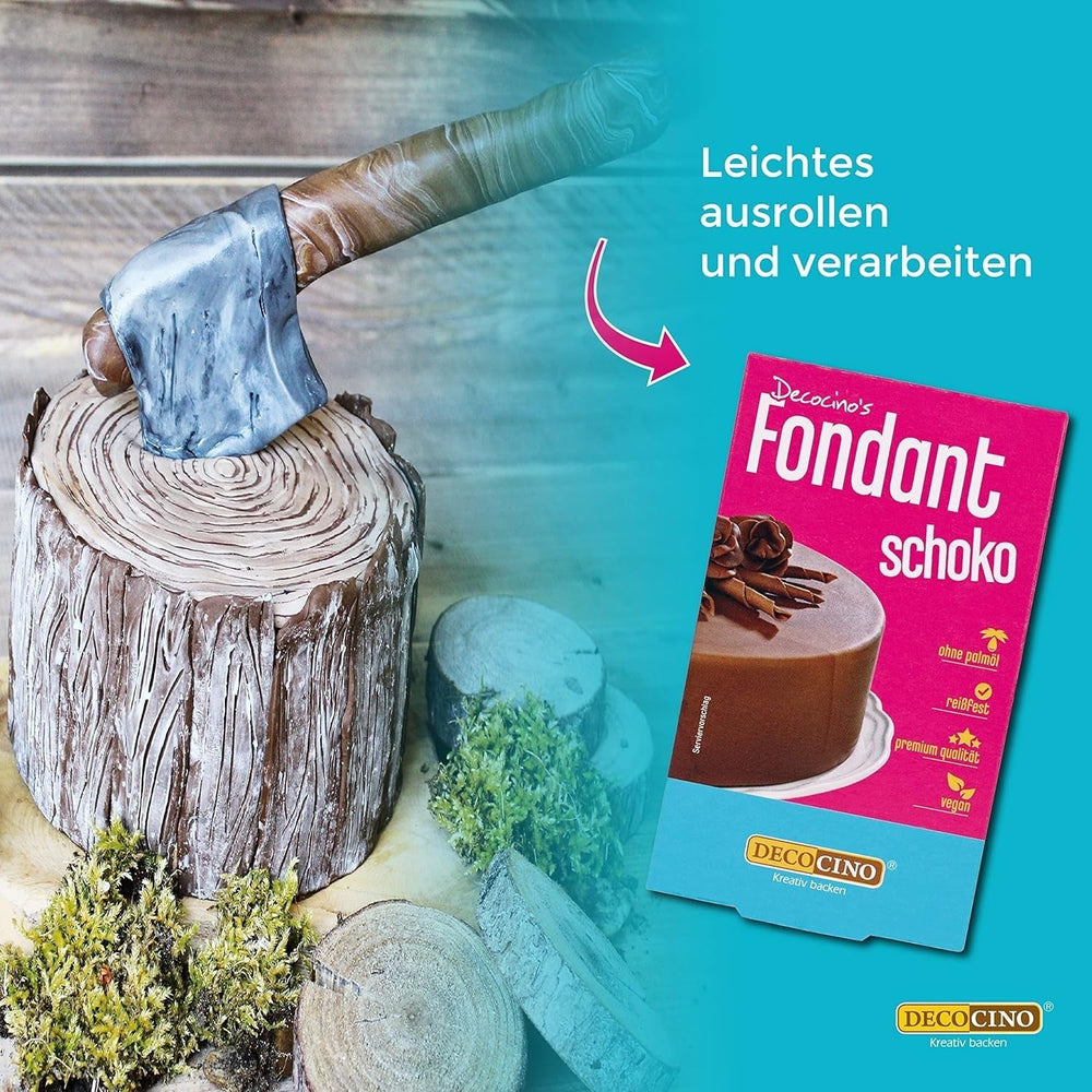 DECOCINO Fondant Schoko – 250 g – Idéal pour verzieren von Kuchen, torten, cupcakes – Palmölfrei & Vegan Glaçage et décoration Naty Shop