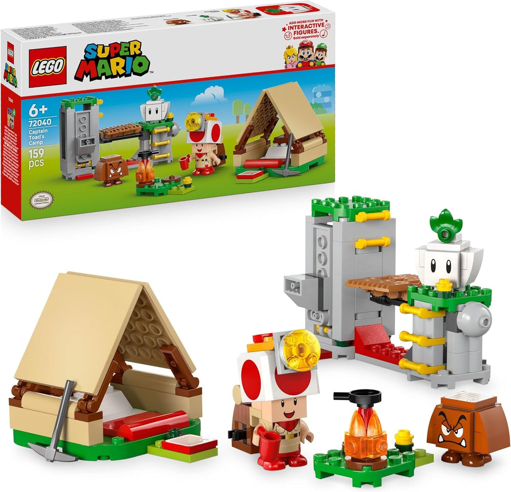 LEGO Super Mario Captain Toad-Camp- Interaktives Spielzeug mit 3 Figuren - Gumba, Zelt & einstürzender Brücke - Kinder Mitbringsel - Spielset - Gamer Geschenk für Jungen & Mädchen ab 6 Jahren - 72040