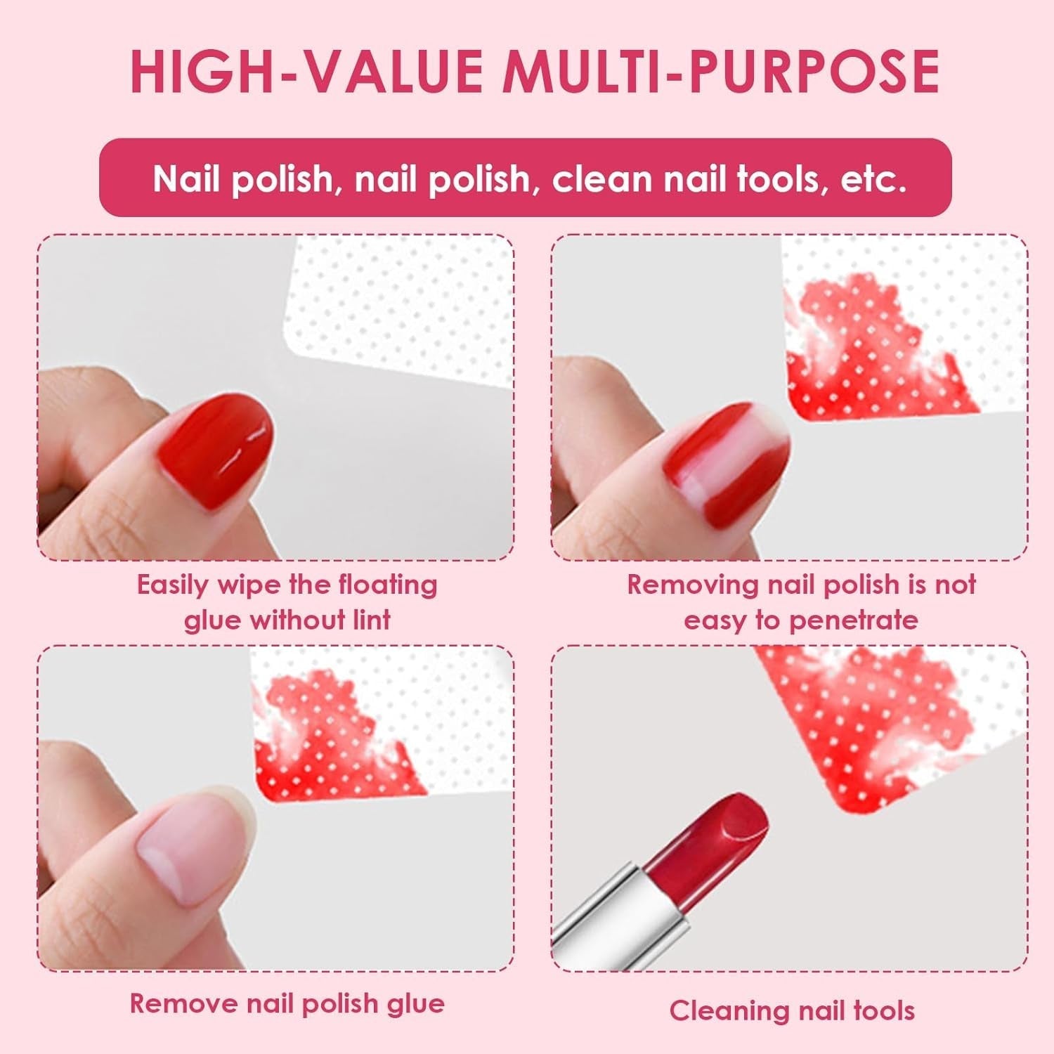 330 pièces Fusselfrei Nägel Wattepads, Fusselfreie Nageltücher, Nagel Wischtücher Wattepads, Nagelleck Entfernen Für Cleaner Gelnägel Nail Wipes Pads (Blanc)