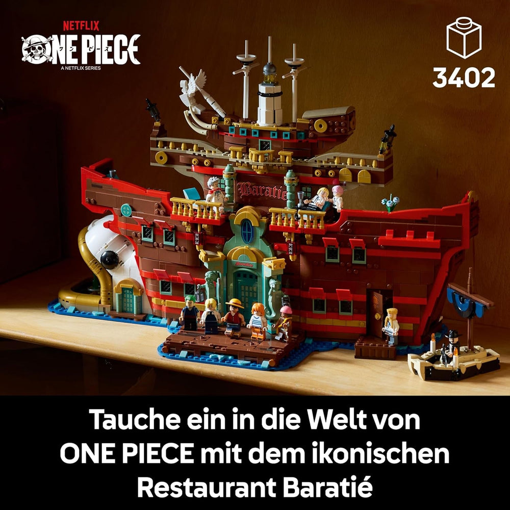 LEGO ONE PIECE - Baratié, das Schwimmende Restaurant - Bauset für Erwachsene - Modellbau mit detailliertem Innenraum sowie 10 Minifiguren inkl. Luffy, Nami & Sanji - Anime Geschenk für Fans - 75640