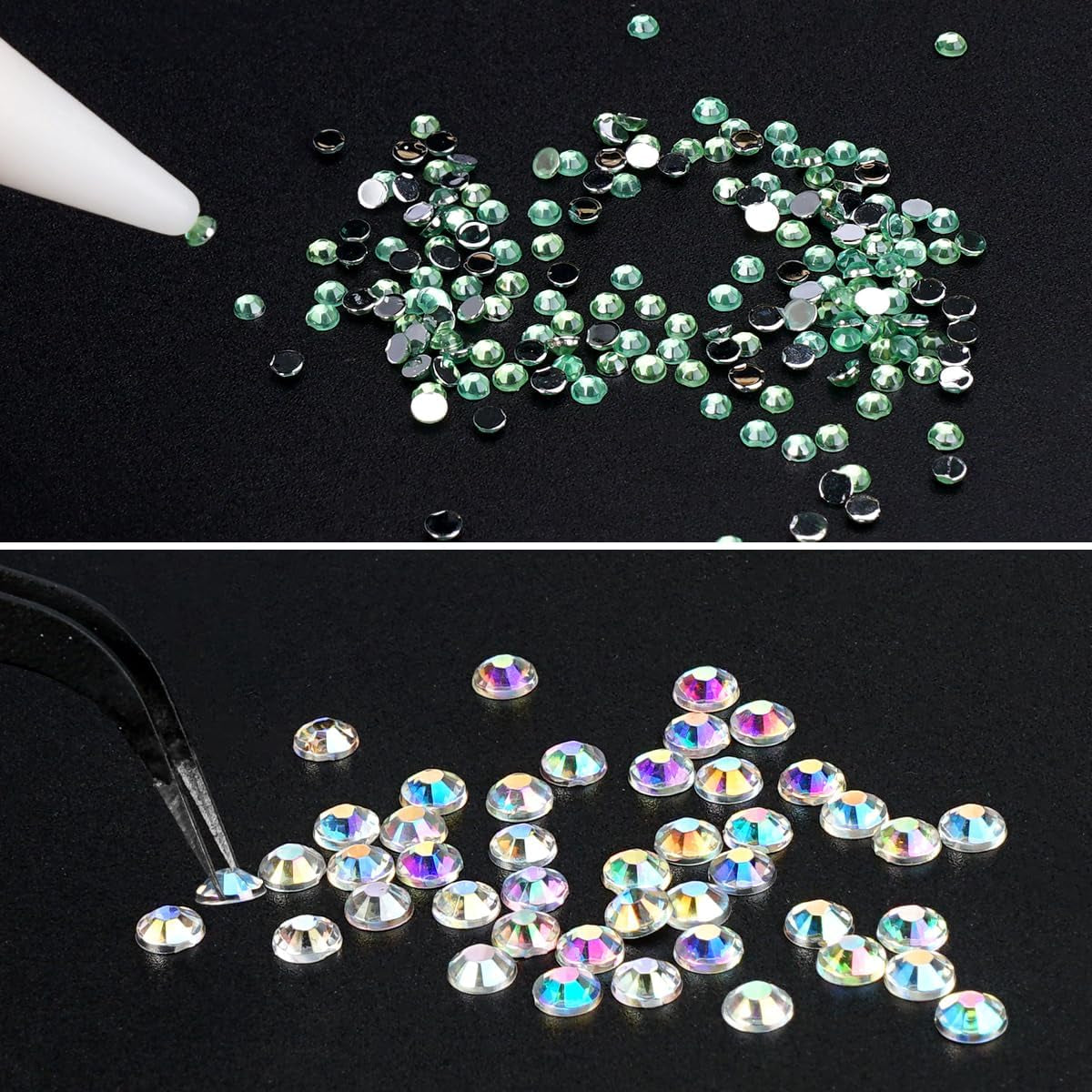 4600 pièces de strass pour ongles, Nagel Glitzersteine ​​​​3 Verschiedene Stil Flache Nail Gems Nägel Steine ​​​​Klein Nagel Steinchen Mit Pinzette et Strass Picker Dotting Pen pour ongles/vêtements/artisanat