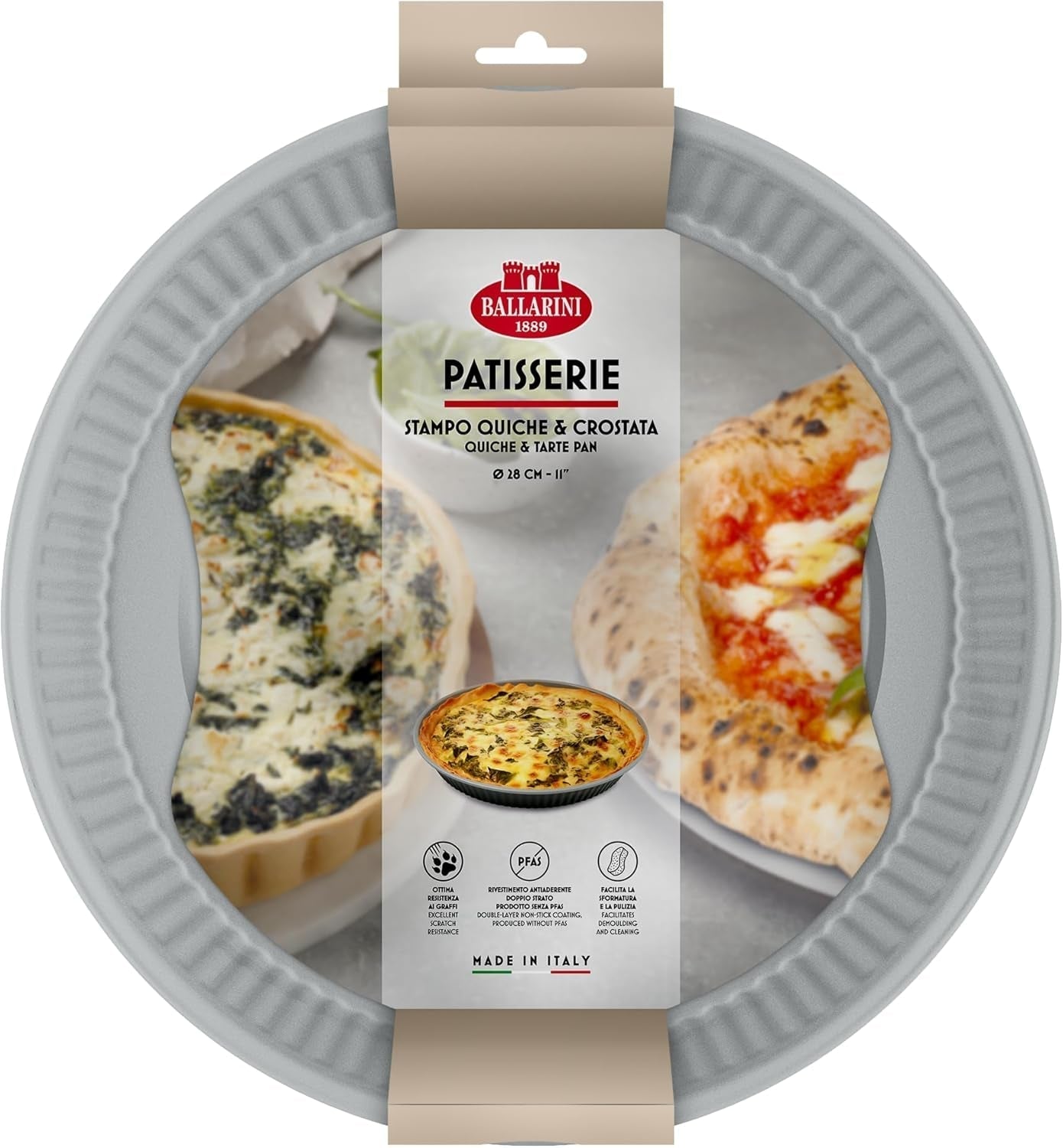 Ballarini, Tava de copt, diverse modele Matrite si tavi pentru copt Naty Shop Gri Formă pentru Tartă Quiche 28 cm