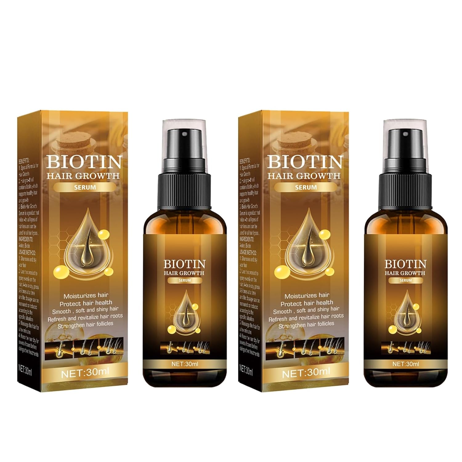 2pcs Spray de Croissance des Cheveux à la Biotine, Sérum de Croissance des Cheveux, Croissance des Cheveux, Spray de Croissance des Cheveux pour Femmes et Hommes, Anti-Chute de Cheveux, Favorise des Cheveux Plus Épais, Plus Complets et Plus Rapides Soin des Cheveux Naty Shop Titre par Défaut