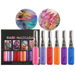 Teinture capillaire instantanée 6 couleurs Mascara capillaire temporaire pour filles et femmes Craie capillaire lavable Mascara capillaire arc-en-ciel Teinture capillaire pour carnaval Halloween Cosplay fête anniversaire (A) Naty Shop Coloration capillaire A 90 ml (1 paquet)