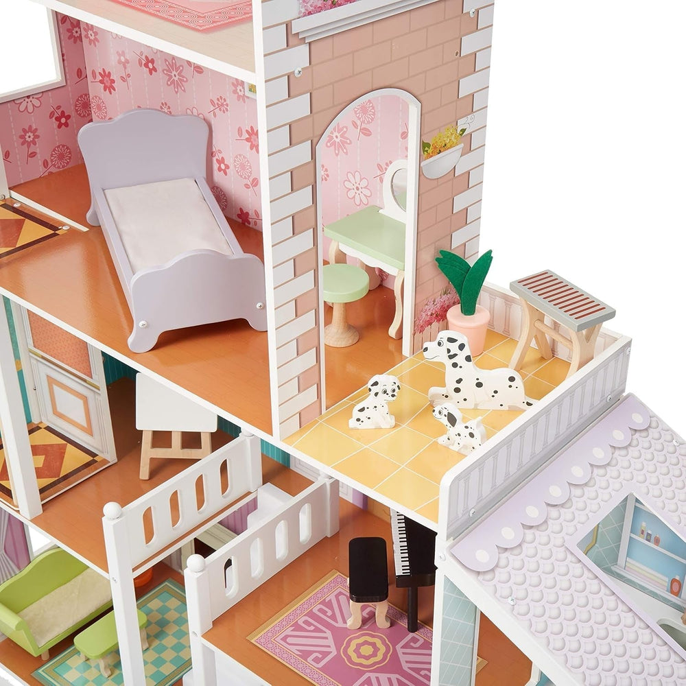 Amazon Basics Maison de poupée en bois à 4 niveaux et accessoires de meubles pour poupées de 12" Naty Shop Dollhouses