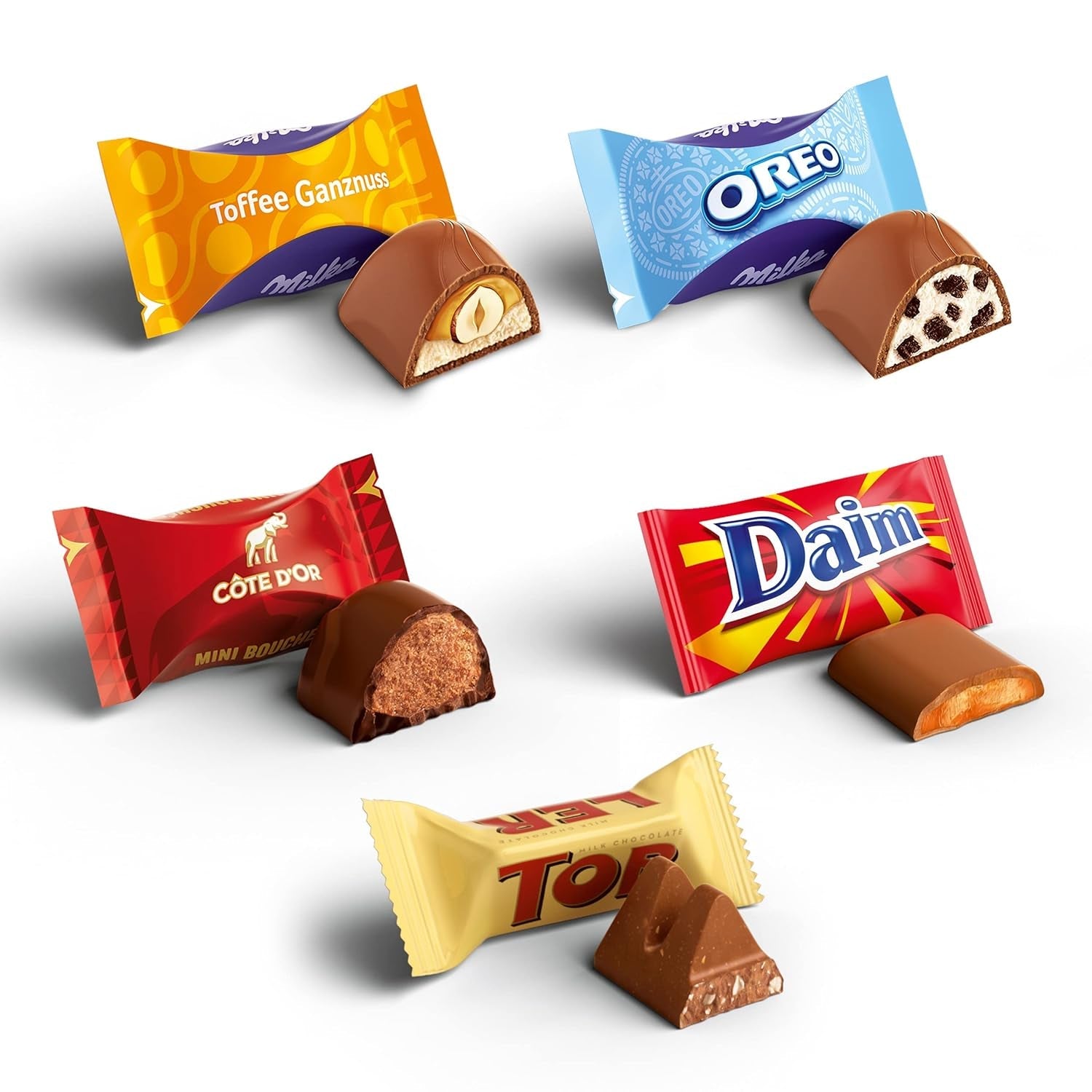 Milka Party Mix 6 x 159 grame, amestec 5 tipuri de praline diferite Bomboane de Ciocolata Naty Shop