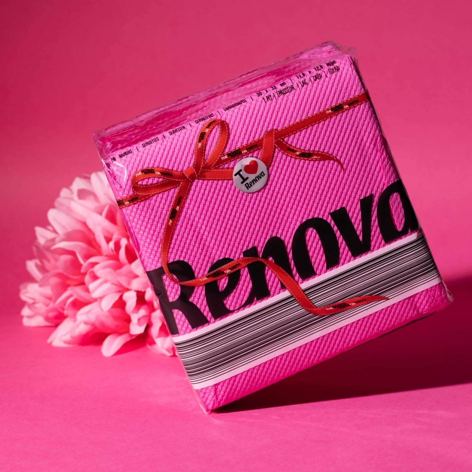Serviettes en papier fuchsia Renova Red Label - 70 serviettes