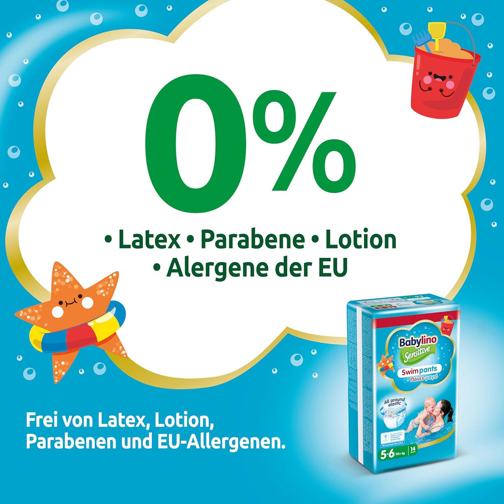 Couches Sensitive Swim Pants, pour mer et piscine, taille 5-6 (plus de 14 kg), 84 pièces