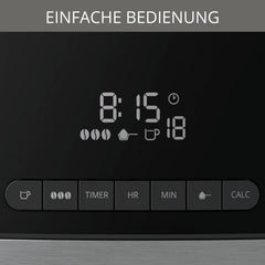 Machine à expresso Krups KM8328 Grind avec broyeur | Minuterie 24 heures | Contenant à céréales 180 g | Capacité 1,25 l pour jusqu'à 15 tasses de café | Fonction de mise hors tension automatique | 3 réglages de mouture | Noir